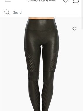 SPANX Black High-Waist Moto-Style Leggings